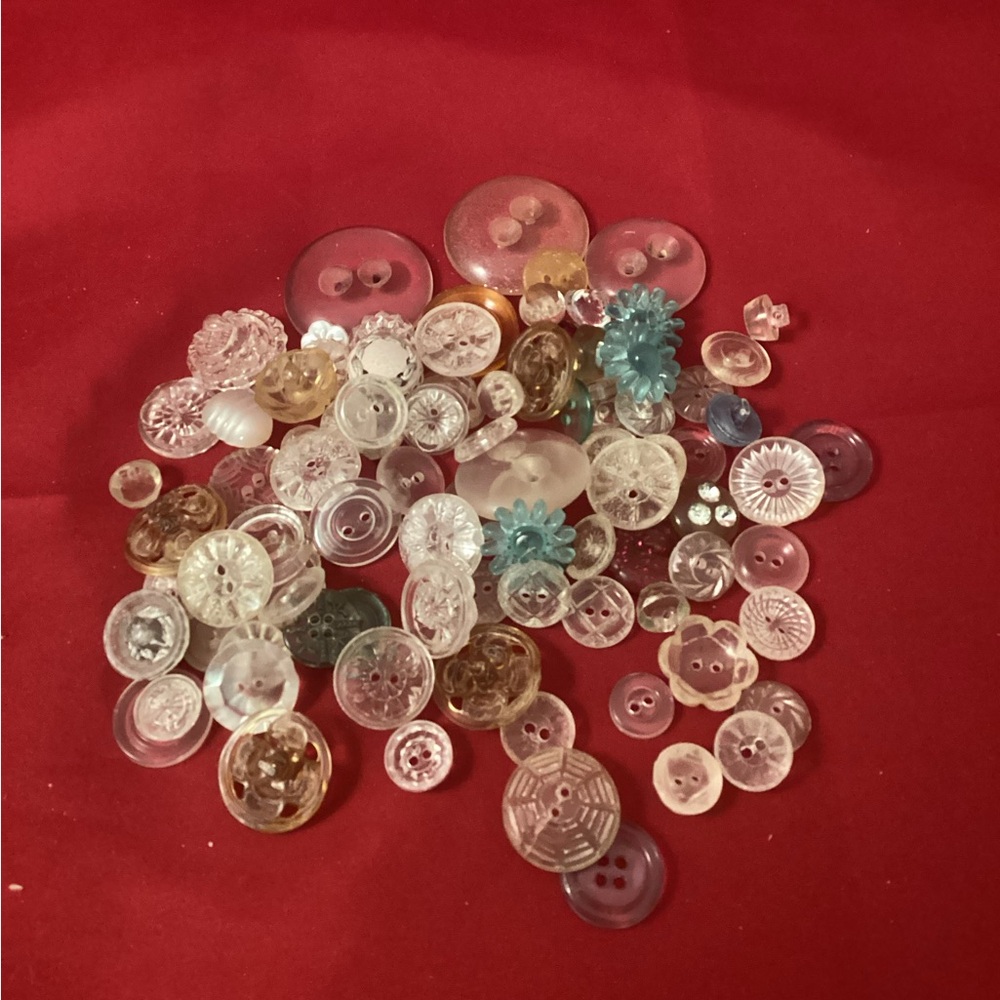 Clear plastic (lucite?) sewing buttons lot
